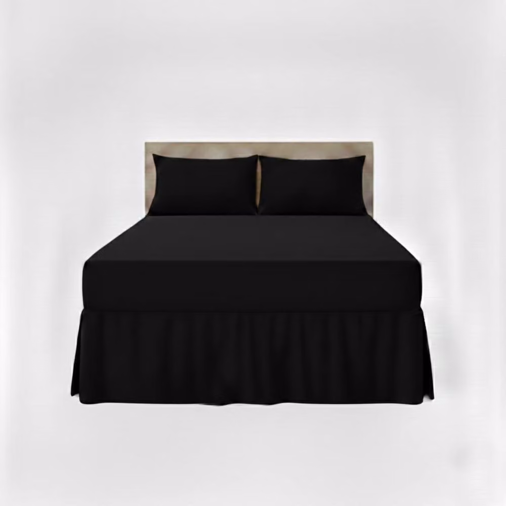 Snug City Super King Polycotton Fitted Valance Bed Sheet with Frill in Black – 2