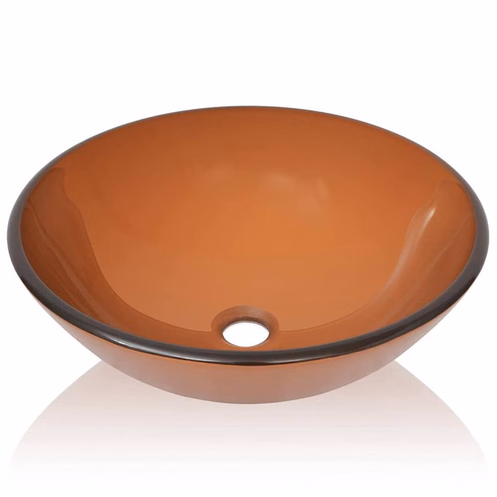 Berkfield Home Round Tempered Glass Countertop Basin, Brown, Diameter: 42 cm, Height: 13 cm – 3