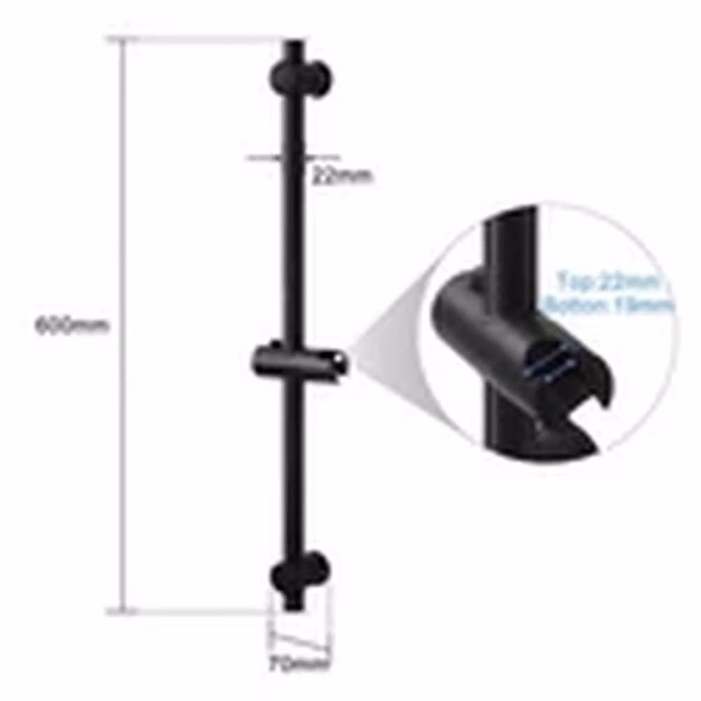 EONLION Wall Mounted Adjustable Stainless Steel Shower Riser Rail Head Holder in Matt Black – 2