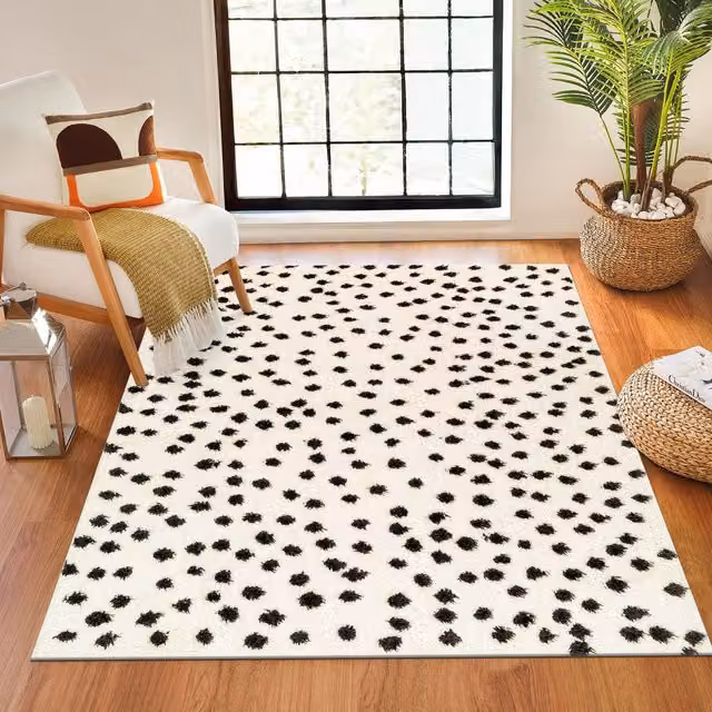 Livabliss Rodos Modern Soft Plush Pile Living Room and Bedroom Rug in Black and White, W: 160 cm, D: 215 cm – 1