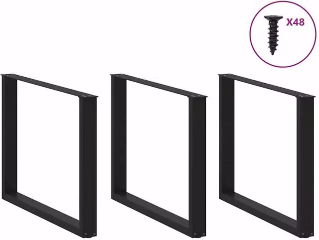 Berkfield Home Modern U-Shaped Coffee Table Legs, 2 Pieces, Black Steel, W: 100 cm, H: 72.5 cm
