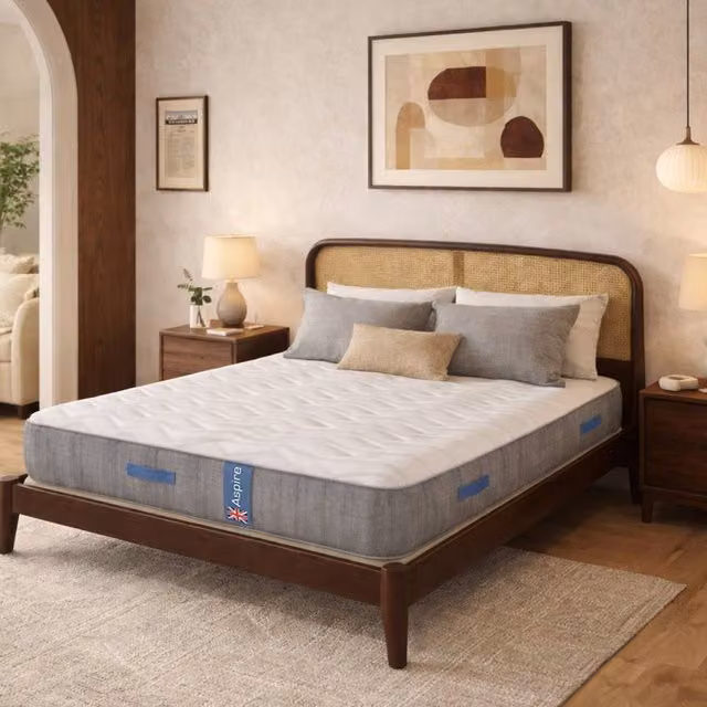 Aspire Heritage Comfort 1000 Wool Hybrid Mattress, Medium Firm, White, W/D/H: 140 x 200 x 23 cm