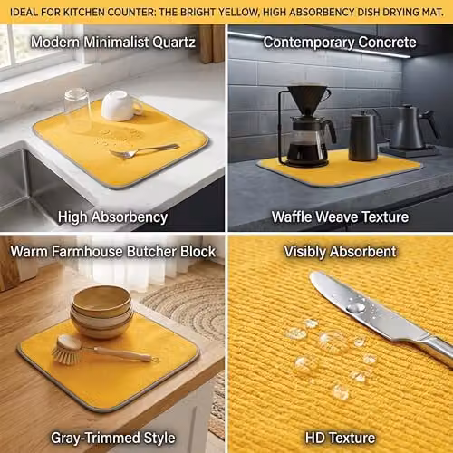 Orsina Yellow Super Absorbent Dish Drying Mat – 2