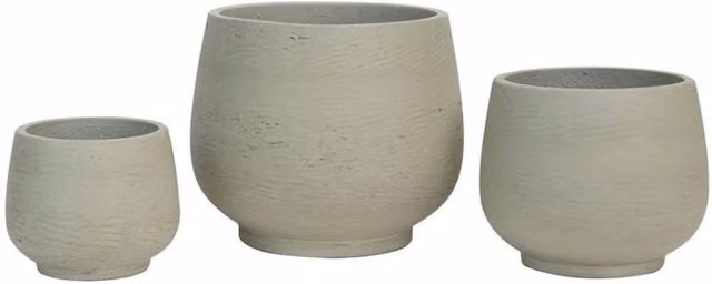 KDMD Hortus Classic Cemento Footed Planter, Grey, Set of 3