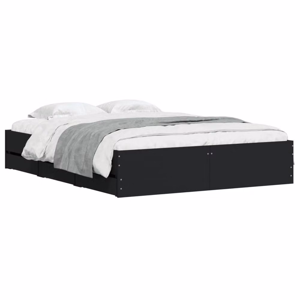 Berkfield Home King Size Bed Frame with Drawers in Black, 150 x 200 cm – 3