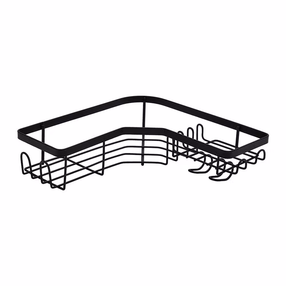 Garden Sanctuary 3-Piece Black Metal Corner Shower Caddy Set with Adhesive Wall Stickers – 2