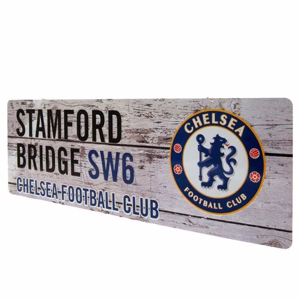 Chelsea FC Rustic Metal Hanging Plaque, White, W/H: 40 x 18 cm – 2