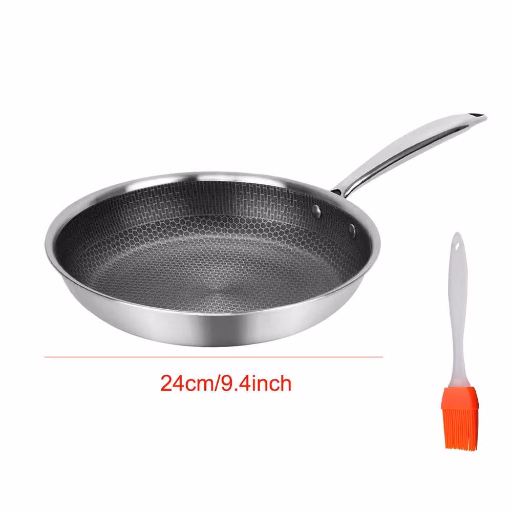 Kelvenix Stainless Steel Induction Geo Hex Non Stick Frying Pan, Silver, 24cm – 2
