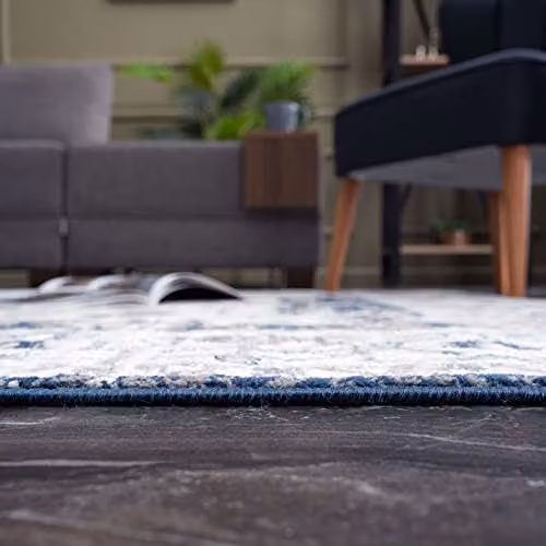 The Rugs Vintage Oriental Navy Medallion Area Rug, W: 200 cm, D: 290 cm – 5