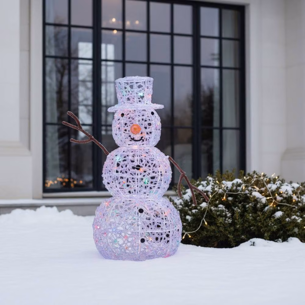 Premier 90cm Lit Soft Acrylic Christmas Snowman with 80 Multicolour LEDs – 2
