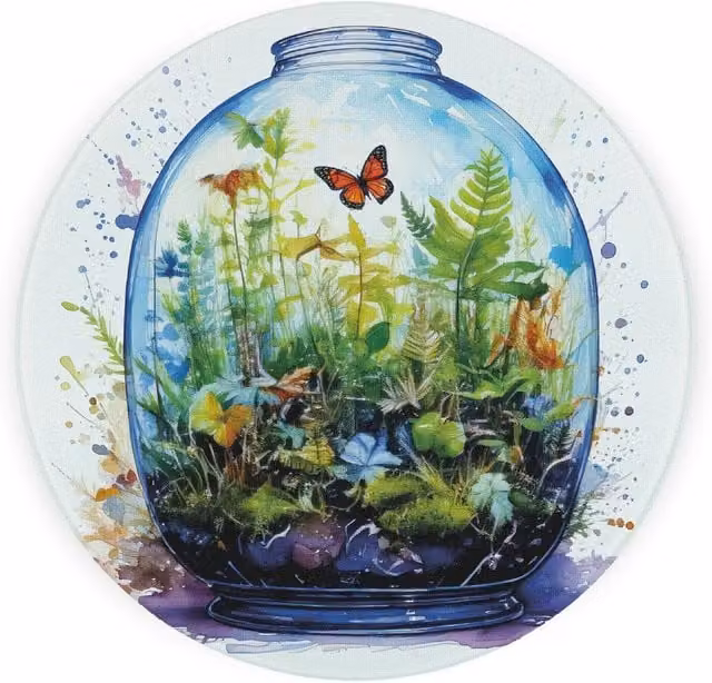 Purely Home Plant Terrarium Textured Glass Round Trivet in Green