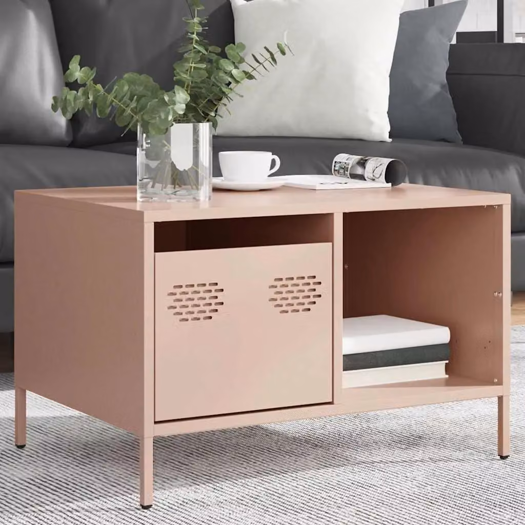 Berkfield Home Pink Metal Coffee Table W: 68.5 cm, D: 50 cm, H: 43.5 cm – 3