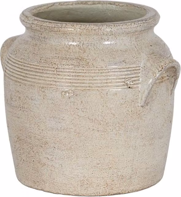 KDMD Tarn Large Round Ceramic Pot with Handles in Stone