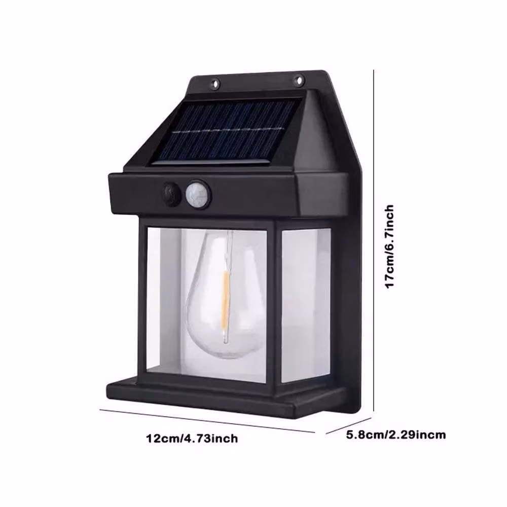 NESTLUNE 2-Piece Solar LED Wall Lamp with PIR Motion Sensor in Black – 3