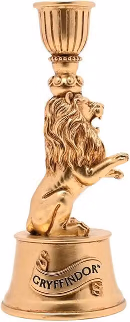 Warner Bros Harry Potter Alumni Gryffindor Lion 3D Taper Candle Holder in Antique Gold Metal