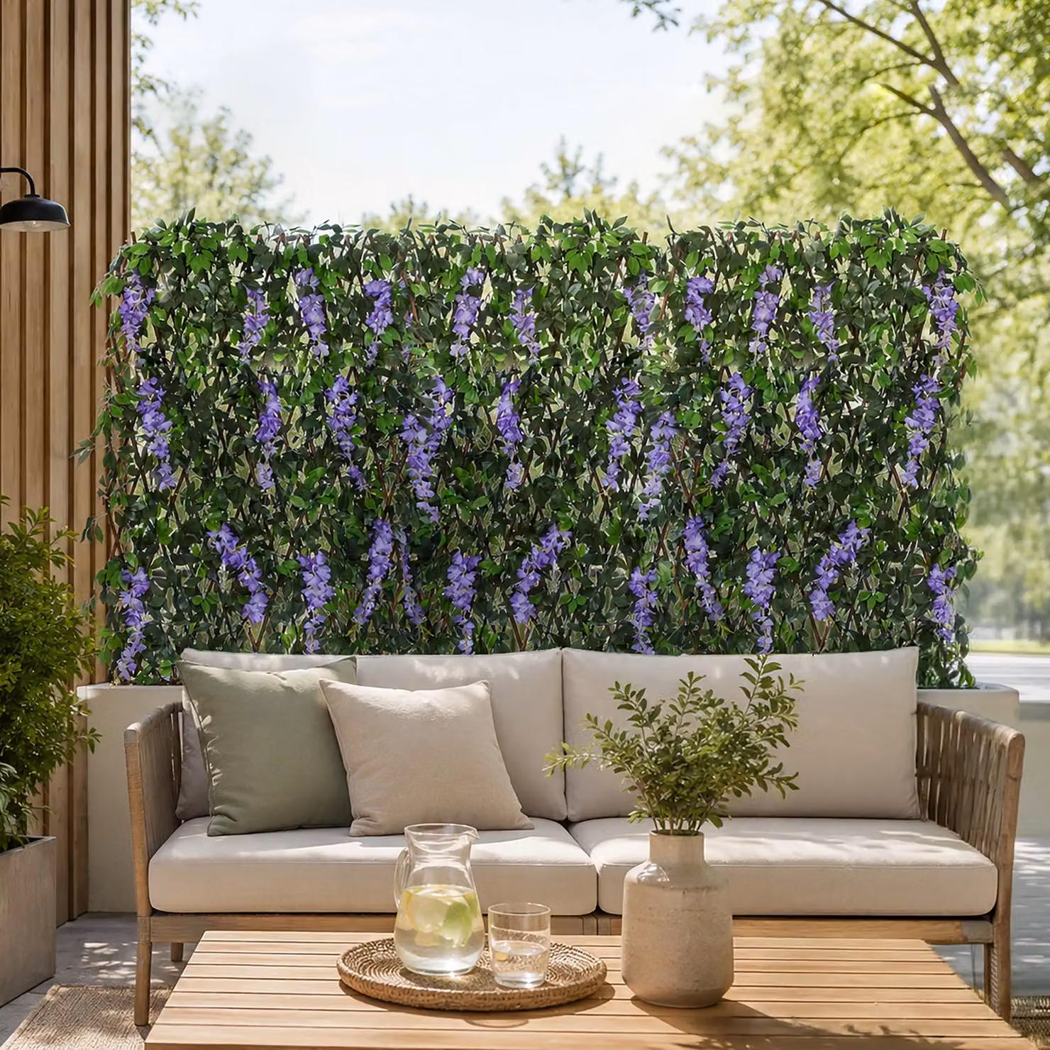 Marco Paul Artificial Wisteria Purple Expandable Willow Trellis Garden Privacy Screen, W/H: 90 x 180 cm – 7