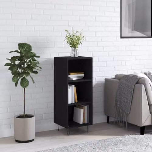 vidaXL Black Engineered Wood Sideboard, W/D/H: 34.5 x 32.5 x 90 cm – 1