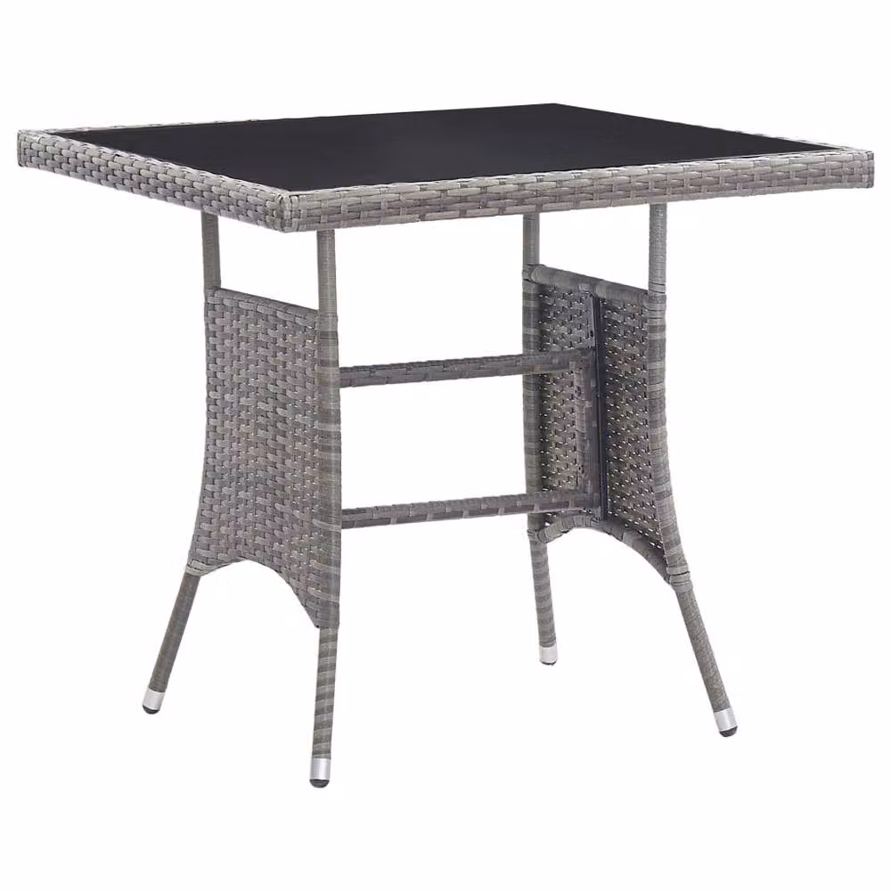 Berkfield Home Grey Poly Rattan Garden Table W/D/H: 80 x 80 x 74 cm – 2