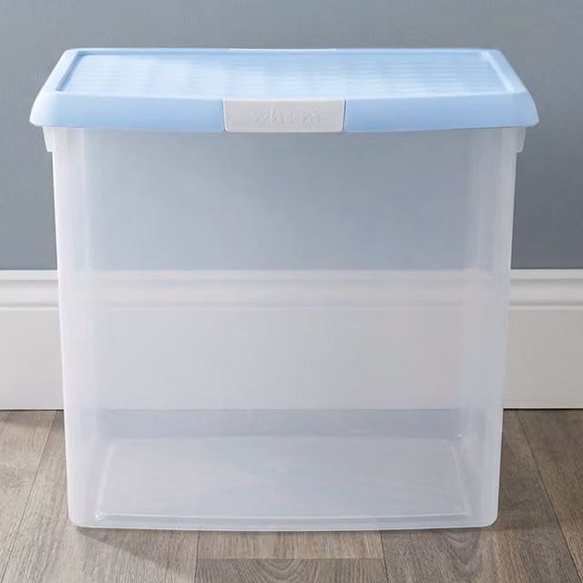 Wham Stackable Clear Plastic Storage Box with Clip Lid in Blue