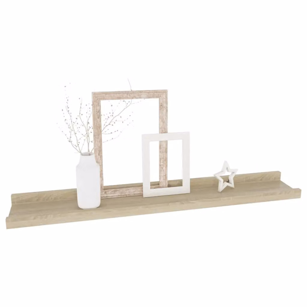 Berkfield Home Sonoma Oak Wall Shelves, 4 Piece Set in Brown, W: 60 cm, D: 9 cm, H: 3 cm – 2
