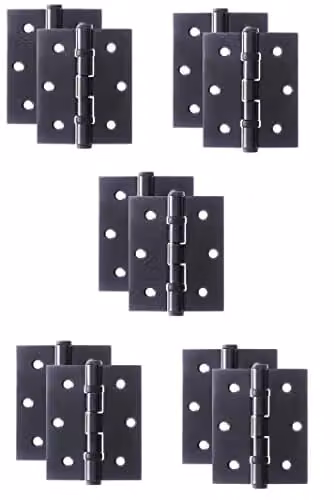 Golden Grace Matt Black Ball Bearing Butt Hinges, 5 Pairs, 75mm