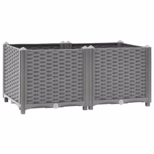 vidaXL Grey Polypropylene Raised Bed W: 80 cm, D: 40 cm, H: 38 cm – 1
