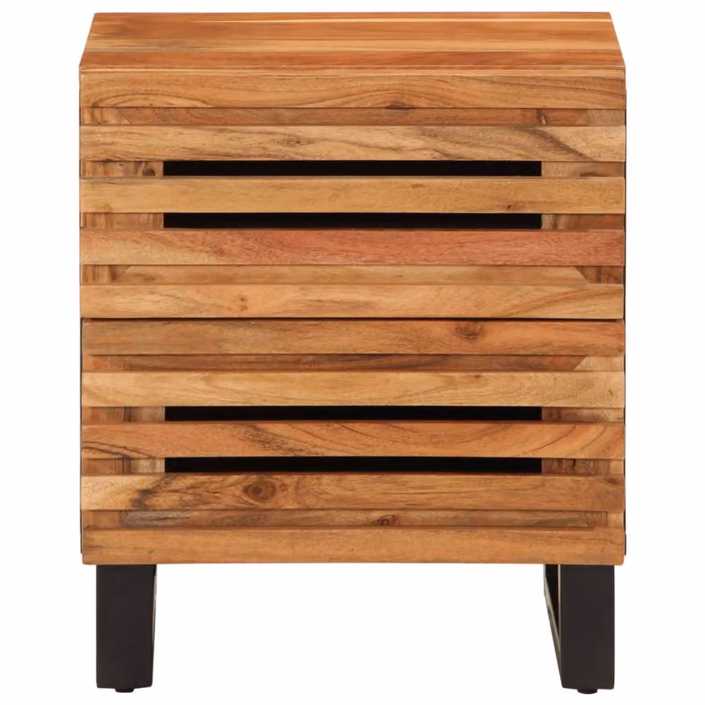Berkfield Home Set of 2 Decorative Bedside Cabinets in Brown Solid Acacia Wood, W: 40 cm, D: 34 cm, H: 46 cm – 3