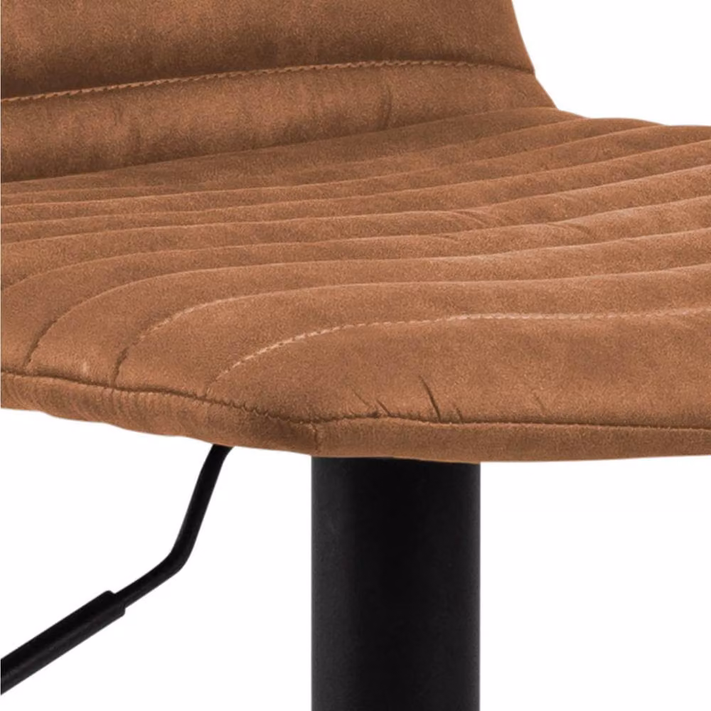Wyld Haus Aalborg Set of 2 Adjustable Swivel Bar Stools in Camel Brown Microfibre with Black Metal Legs – 5