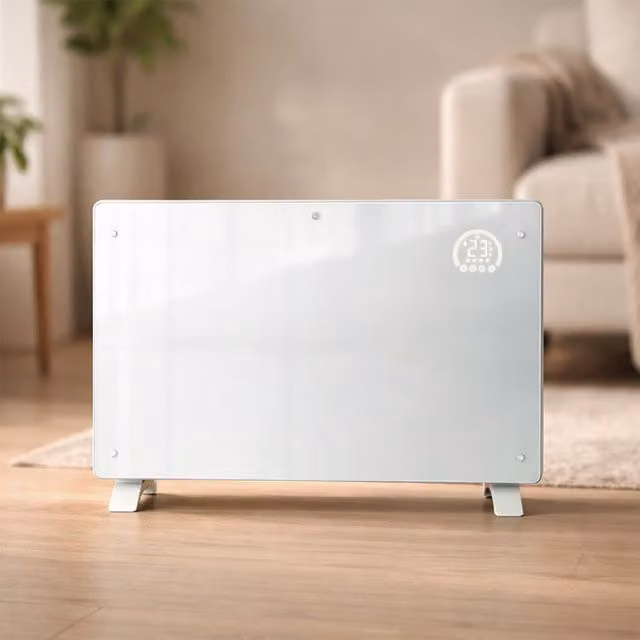 Jack Stonehouse 2000W Smart Glass Panel Convector Heater with WiFi and App Control, Black