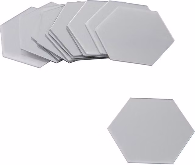 Livingandhome 36-Piece DIY Hexagon Geometric Mirror Wall Stickers in Silver