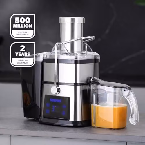 Geepas Digital Centrifugal Juice Extractor in Silver, 800W with 1L Jug and 5 Speed Touch Control – 5