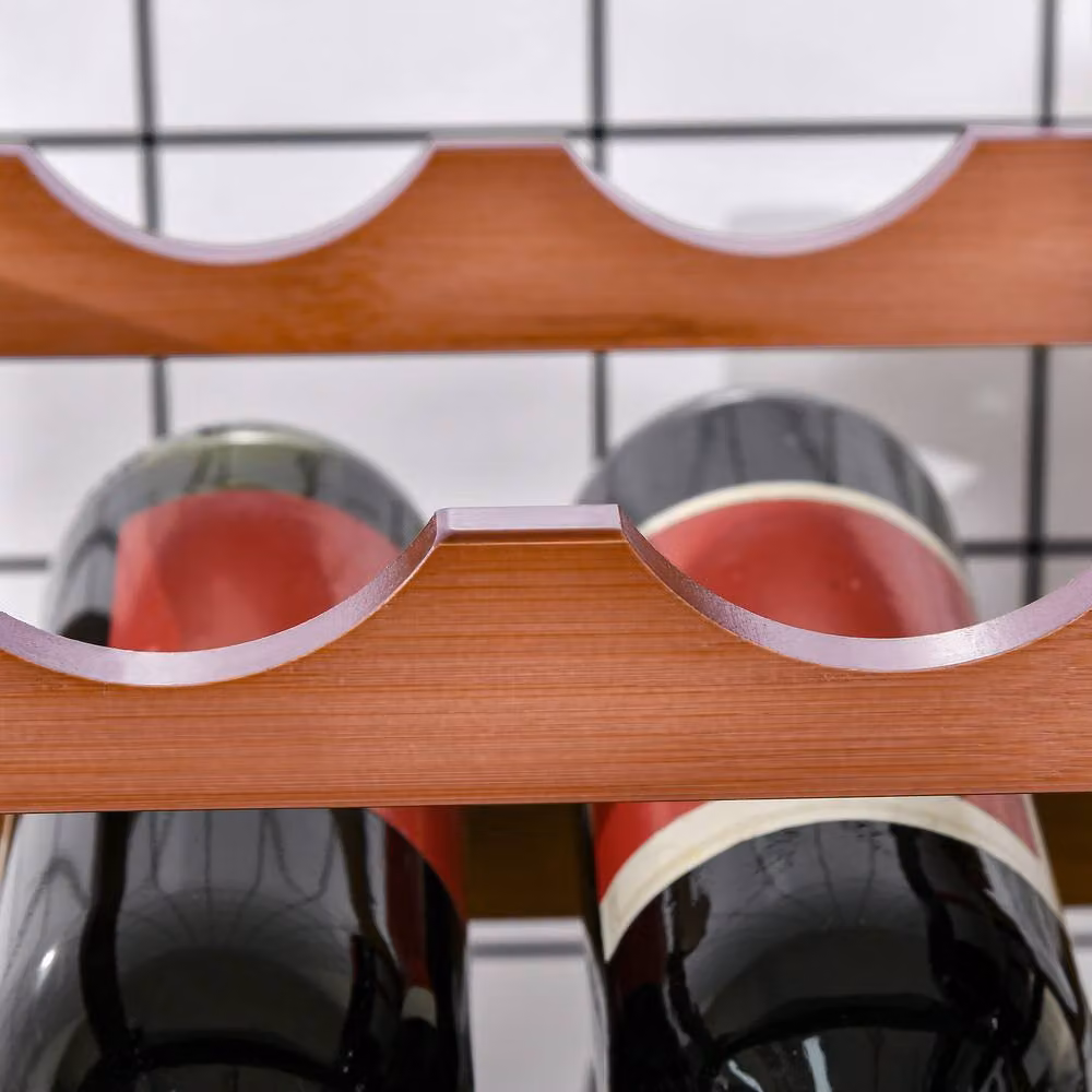 STILVORA 4 Tier Brown Lacquered Bamboo Wine Rack for 16 Bottles – 8
