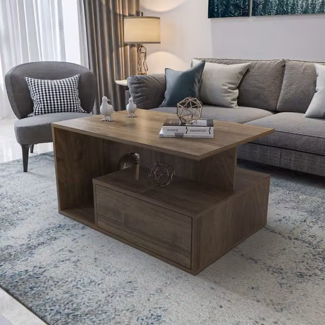 Decorotika Mana Rectangular Coffee Table in Brown
