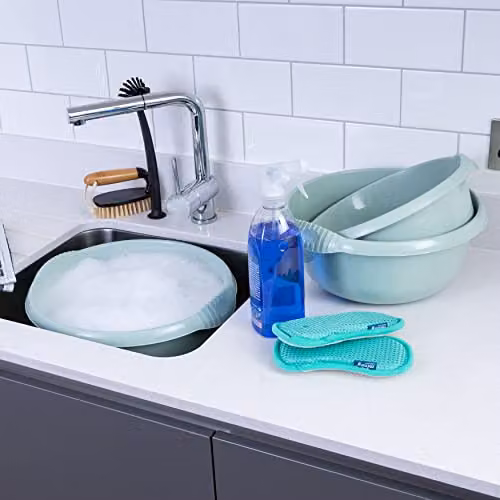 Wham Casa 3 Piece Multi-Functional Round Plastic Bowl Set in Silver Sage