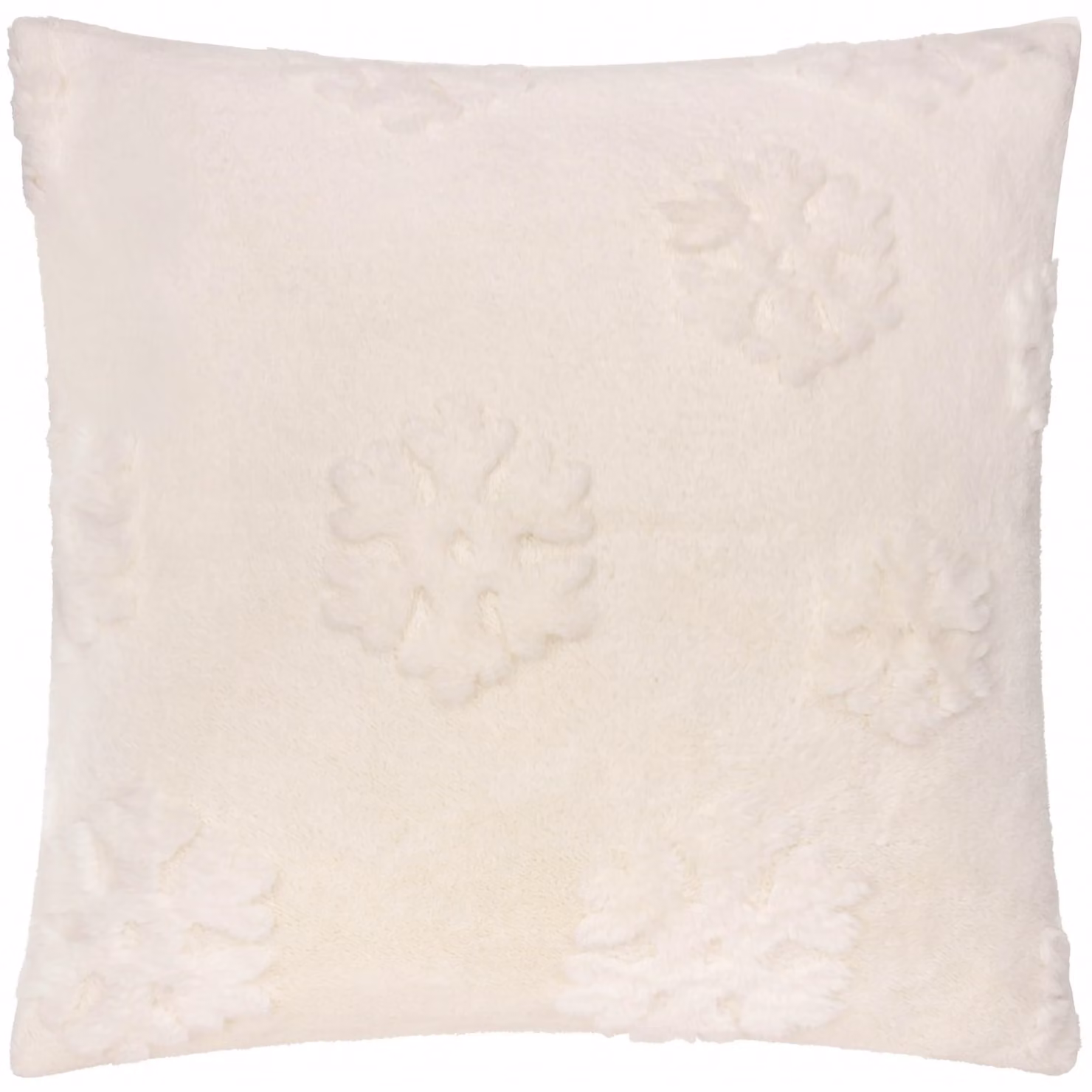 furn Snowflakes Faux Fur and Velvet Square Decorative Cushion, White, W/D/H: 50 x 50 x 50 cm – 2