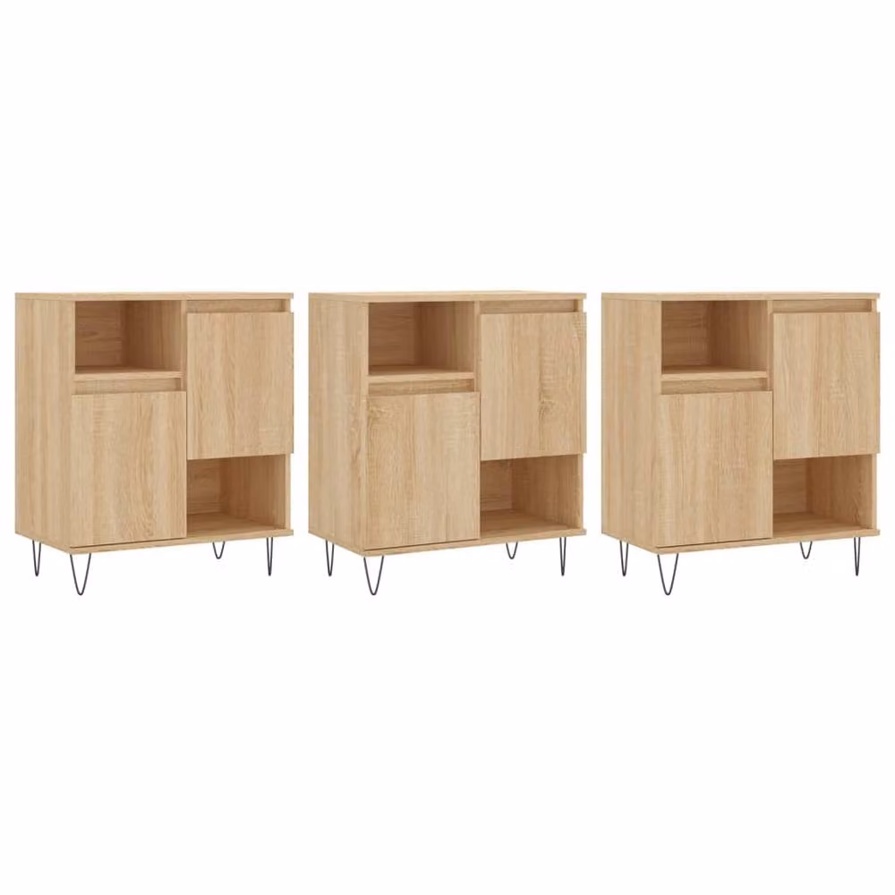 Berkfield Home 3-Piece Sonoma Oak Sideboard Set in Light Tan Beige – 2