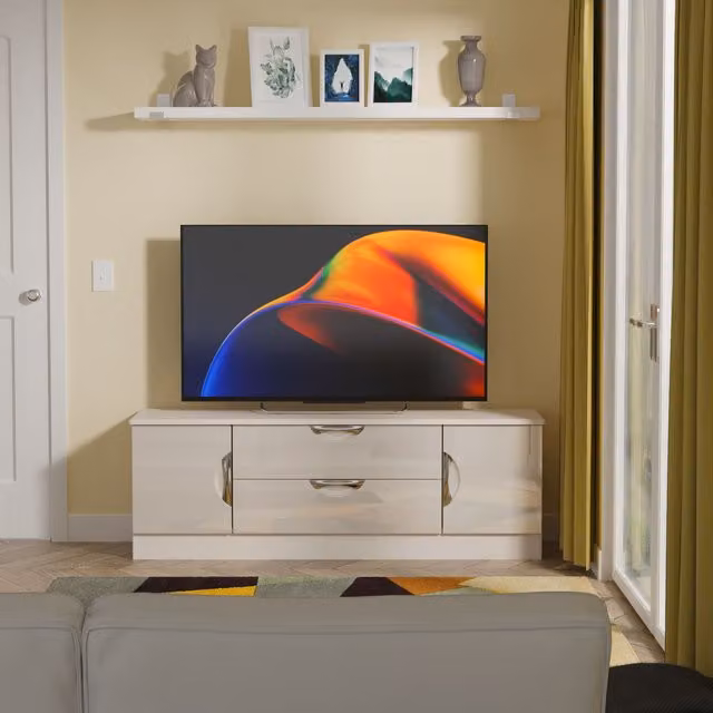 2 U Holborn Superwide TV Unit with 2 Doors and 2 Drawers in Taupe/Beige – 1