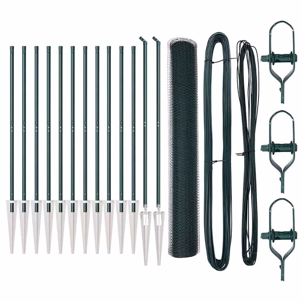 Berkfield Home Dark Green Metal Mesh Fencing Set of 2 – 3