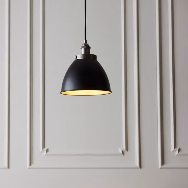 Netlighting Franklin Single Pendant Ceiling Lamp in Aged Pewter and Matt Black with Grey Details – 1