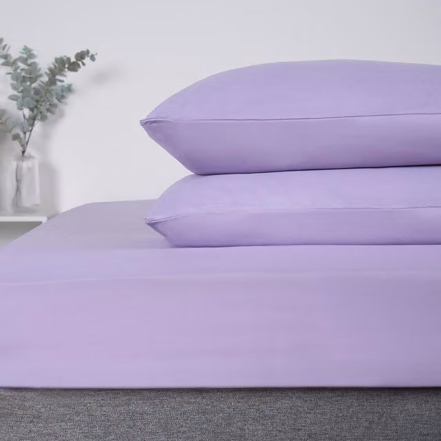 Brentfords Pair of Plain Purple Polyester Housewife Pillowcases with Envelope Closure
