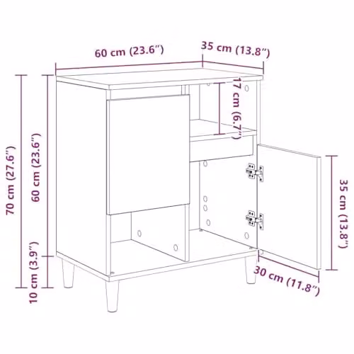 vidaXL Set of 3 Modern Sideboards in Black, W/D/H: 60 x 35 x 70 cm – 3