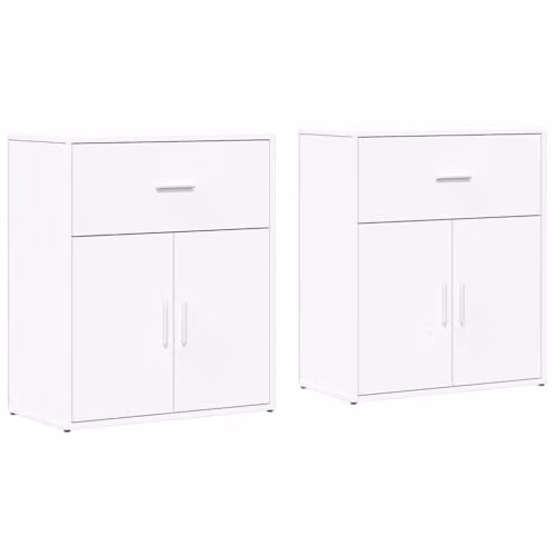 vidaXL Set of 2 Modern White Sideboards in Engineered Wood W/D/H: 60 x 31 x 70 cm – 1