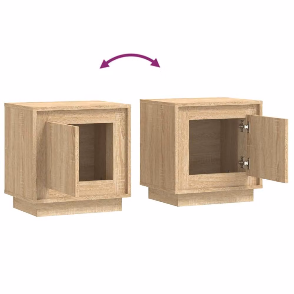 Berkfield Home Set of 2 Sonoma Oak Bedside Cabinets in Brown, W/D/H: 44 x 35 x 45 cm – 2