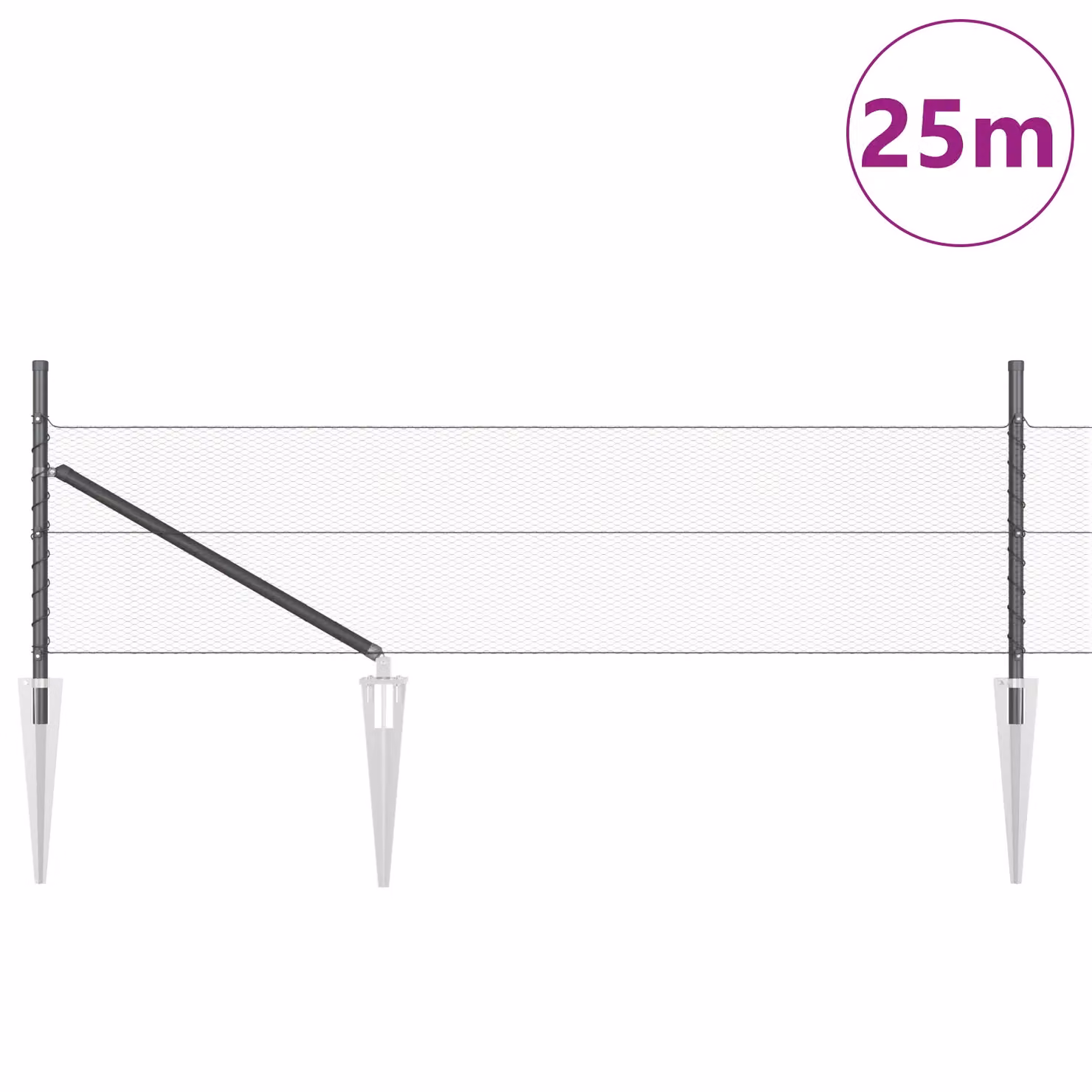 Berkfield Home Grey Galvanised Steel Fencing Set of 2, W: 25 m, H: 0.5 m, 13 mm Mesh – 2