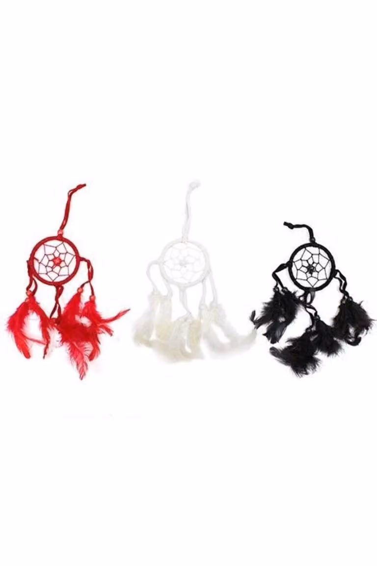 KDMD Small Handcrafted Bali Dreamcatcher in Black, White and Red with Geometric Boho Design