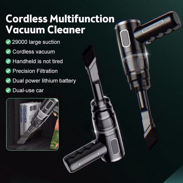FLAVORA Cordless Handheld Rechargeable Portable Vacuum Cleaner in Black