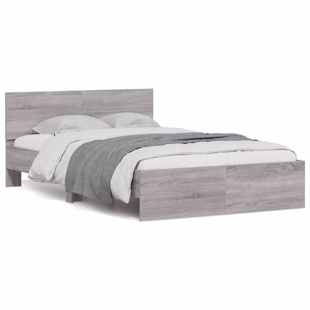 Berkfield Home Durable Bed Frame with Headboard and LED Under-Bed Lighting in Grey Sonoma, W/D/H: 120 x 200 cm – 2