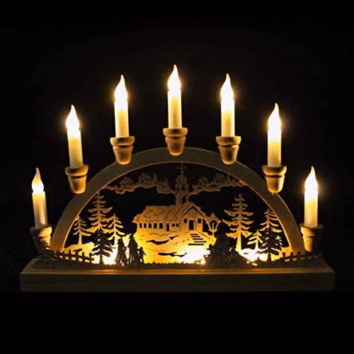 The Christmas Workshop 70780 Wooden Illuminated Candle Bridge with 7 Warm White Candles, W/D/H: 36 x 27.5 x 5.5 cm – 4