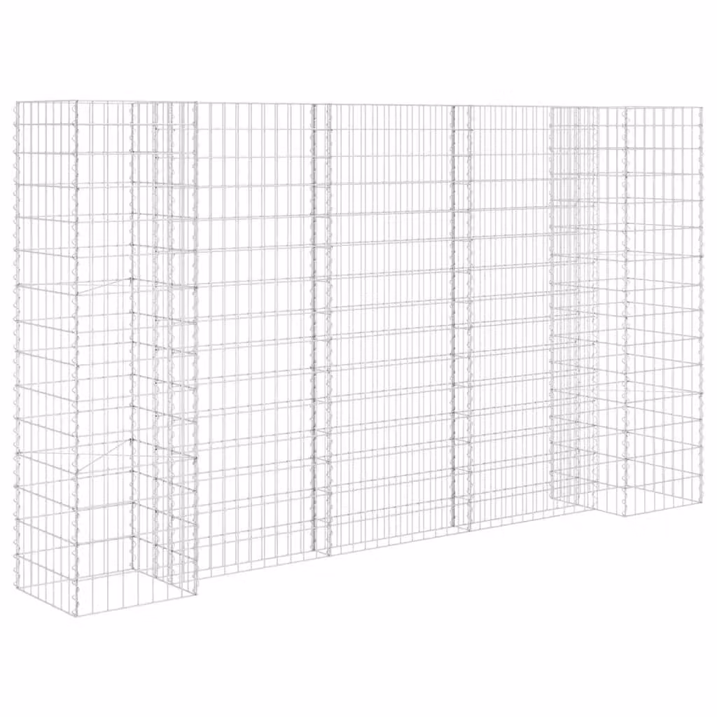 Berkfield Home H-Shaped Steel Wire Gabion Planter and Raised Bed in Silver, W/D/H: 260 x 40 x 150 cm – 1