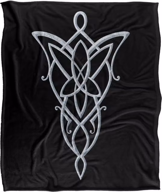 Warner Bros. Lord of the Rings Arwen Necklace Super Soft Polyester Throw Blanket, Extra Large, Multicolour and Black